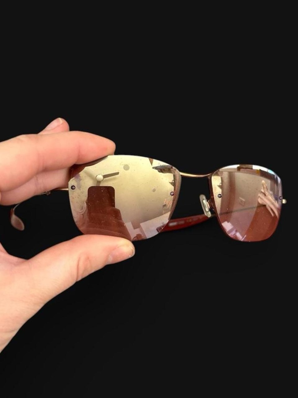 Y2K DKNY Rimless Sunglasses - Pink/Brown Lenses